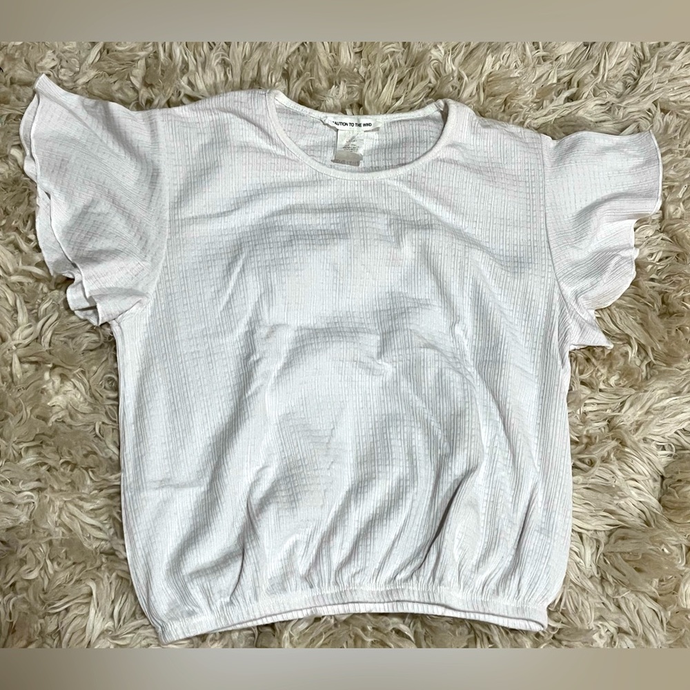 Caution To The Wind White Flutter Sleeve Top - Small